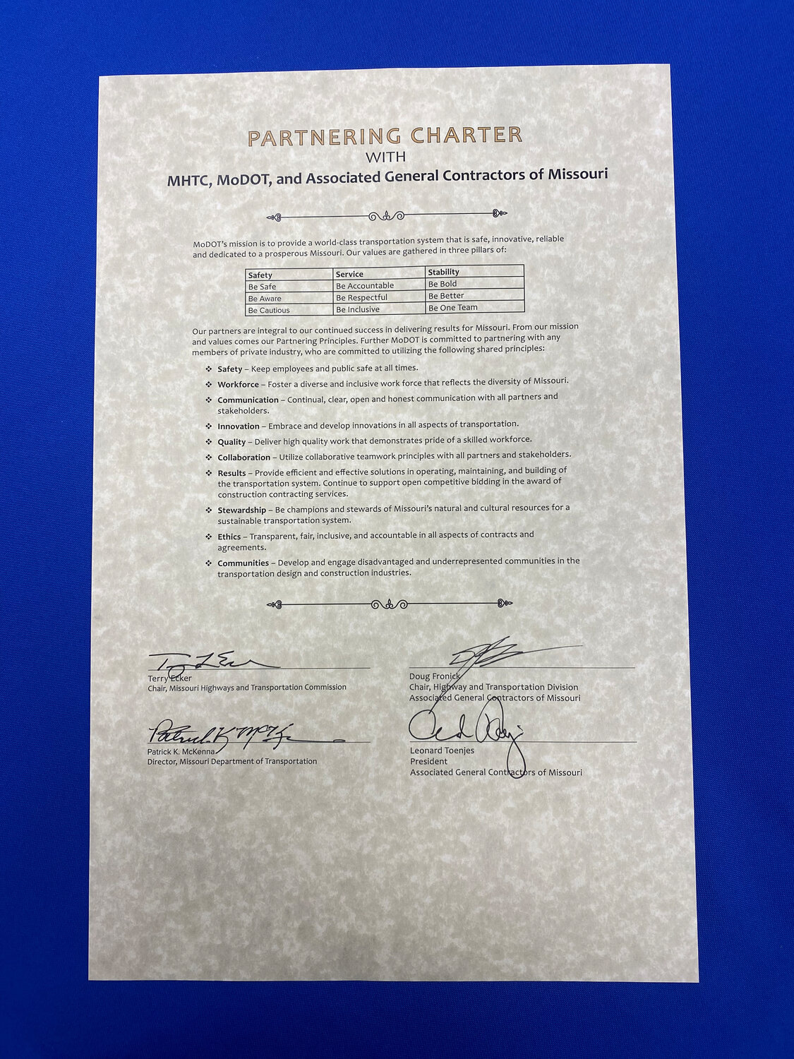 The partnering charter updates an agreement from 1992.